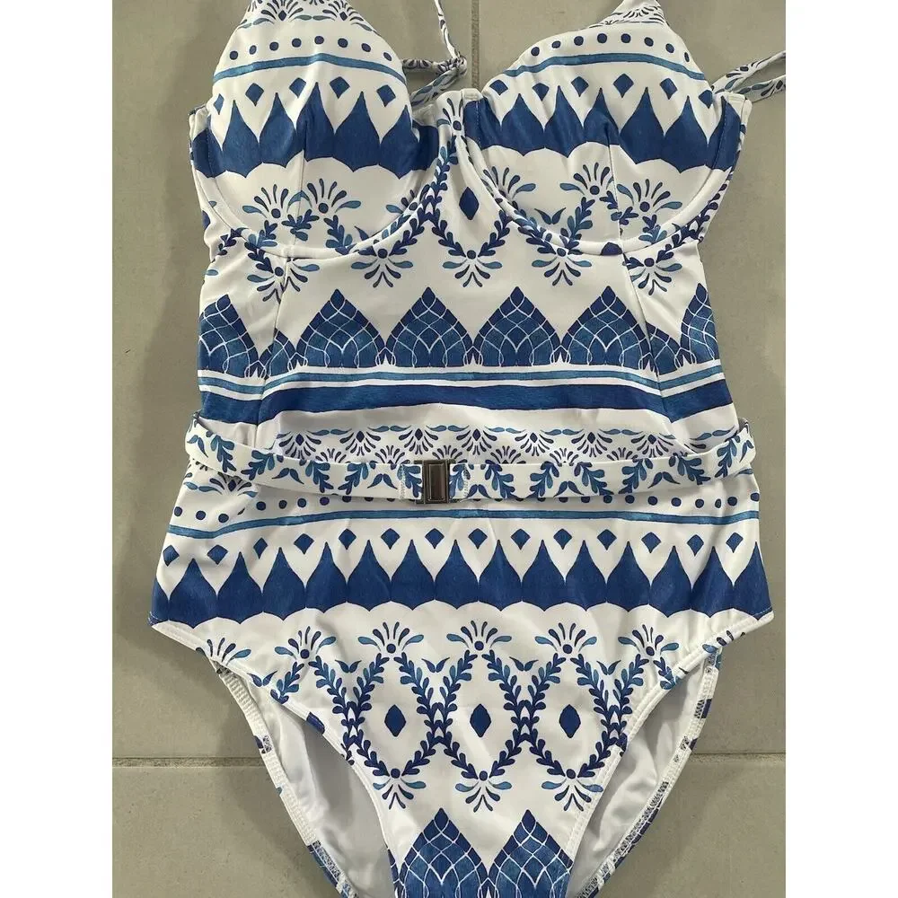 Kenny Flowers Swim  One Piece Swimsuit Belted Espana Swimwear ML Beach Summer